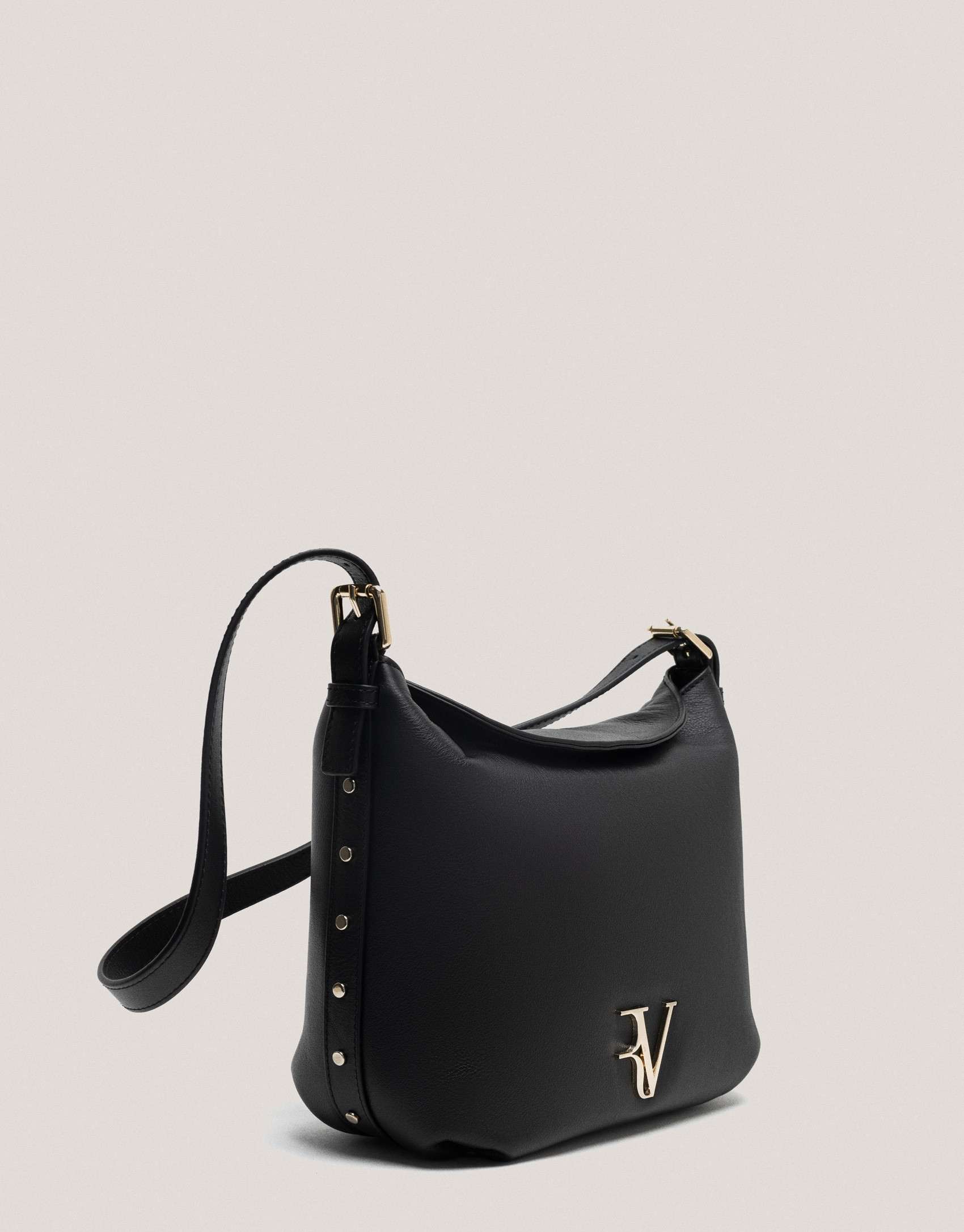 Bolso de hombro Mini Hobo Mafalda piel negro | Roberto Verino