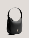 Bolso de hombro Cuca Hobo piel granulada negro | Roberto Verino