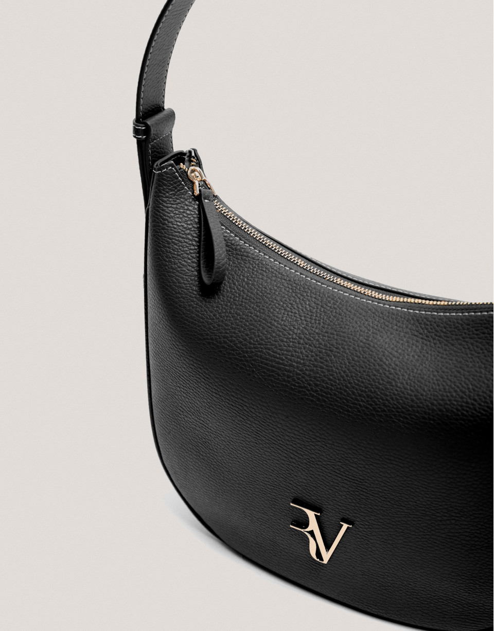 Bolso de hombro Cuca Hobo piel granulada negro | Roberto Verino
