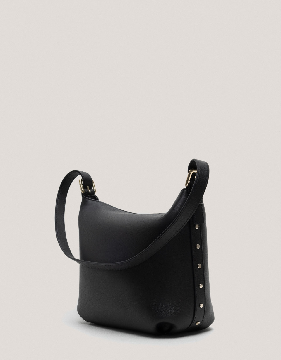 Bolso de hombro Mini Hobo Mafalda piel negro | Roberto Verino
