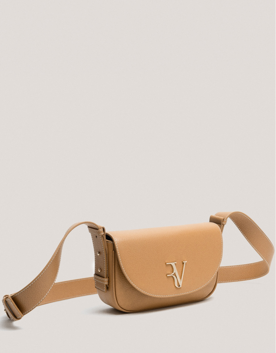 Camel grained leather Cuca Mini shoulder bag | Roberto Verino