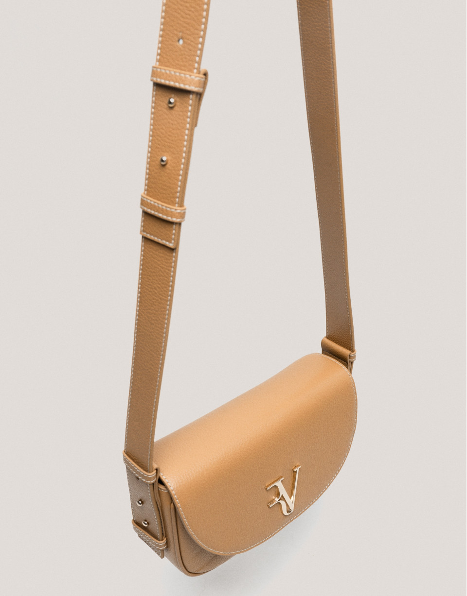 Camel grained leather Cuca Mini shoulder bag | Roberto Verino