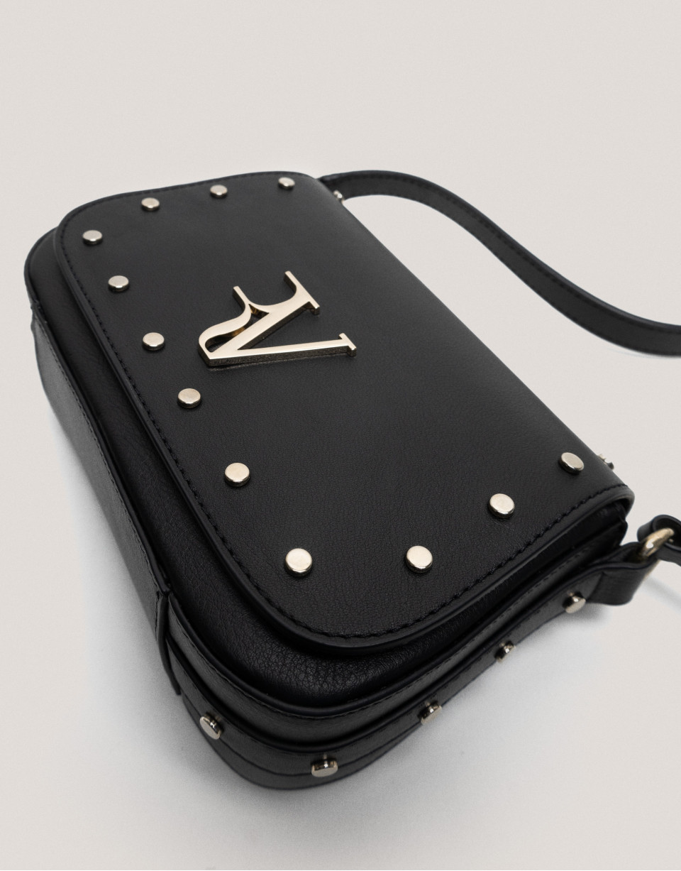 Black leather Mini Mafalda shoulder bag - Sale | Roberto Verino