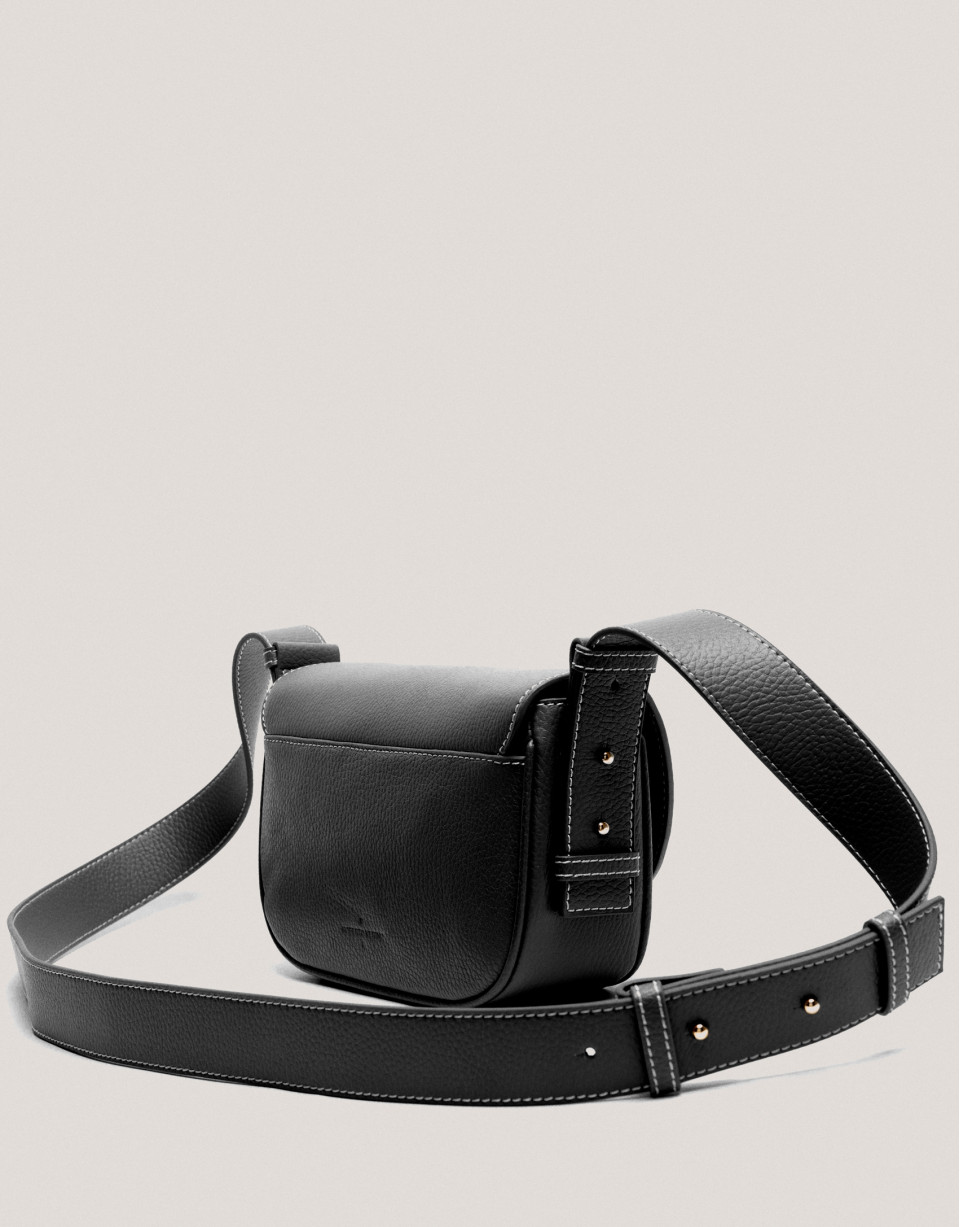 Black grained leather Cuca Mini shoulder bag | Roberto Verino