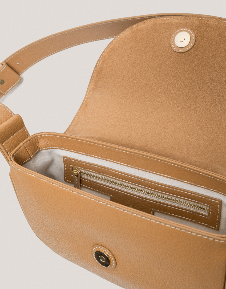 Camel grained leather Cuca Mini shoulder bag | Roberto Verino