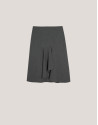 Grey double crepe skirt with ruffle in front