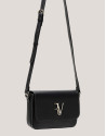 Sun black leather shoulder bag