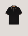 Black knitted polo shirt with white outline