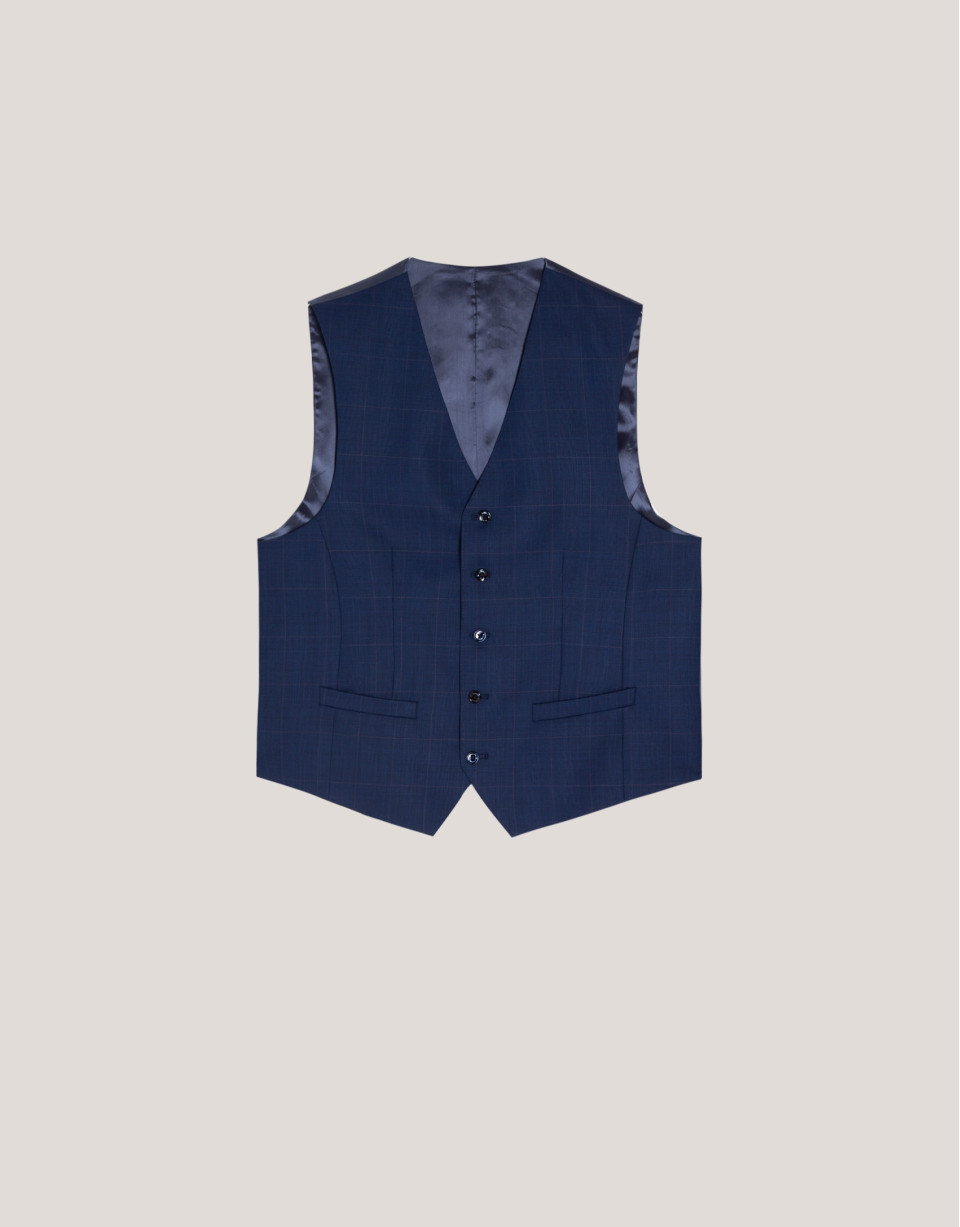 Blue checked with brown profile dress vest | Roberto Verino