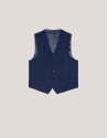 Blue checked with brown profile dress vest