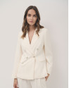 Off-white crepe double-breasted blazer