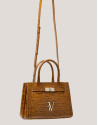 Satchel Mini Millie dark mustard alligator embossed leather
