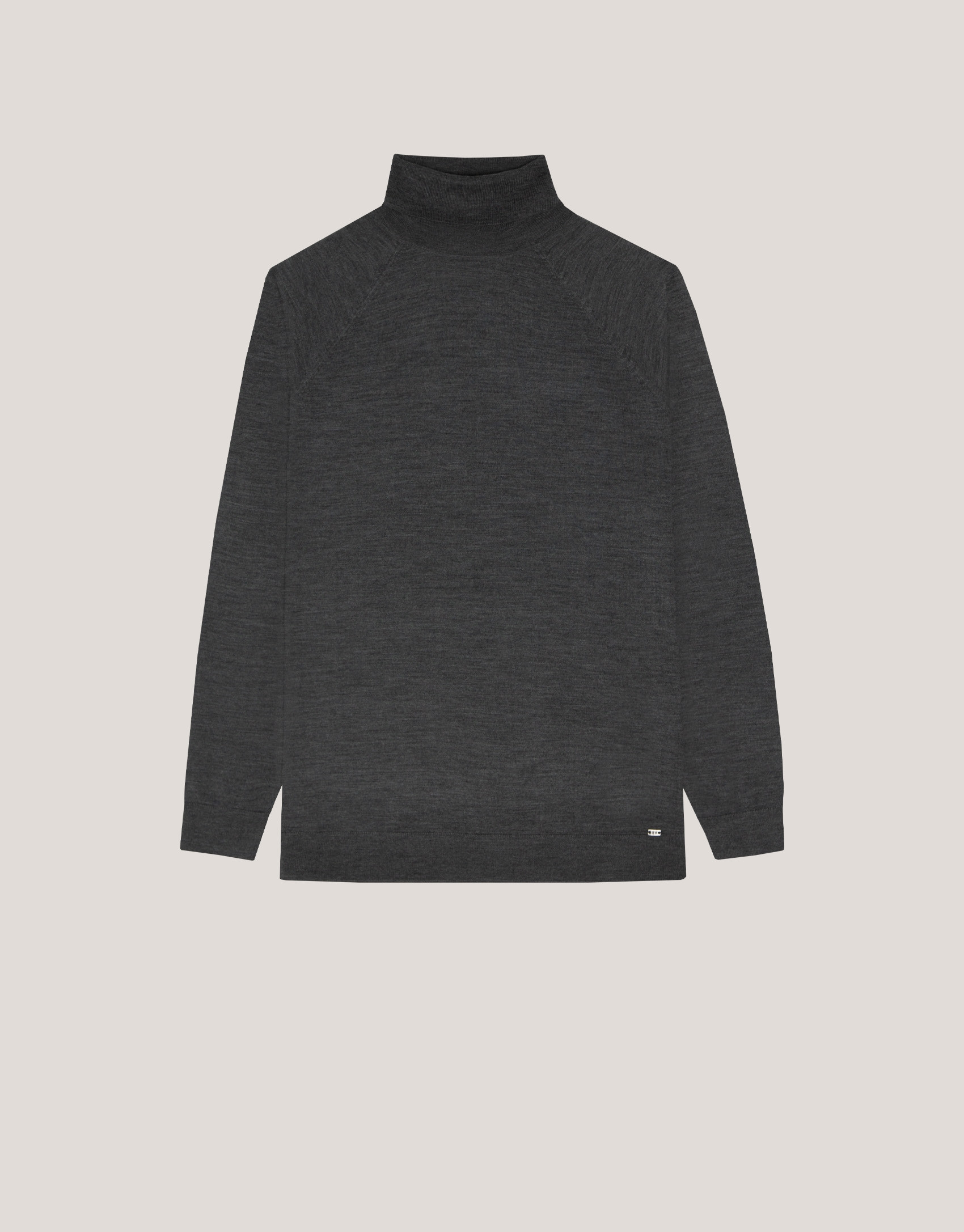 Grey melange wool turtle neck sweater