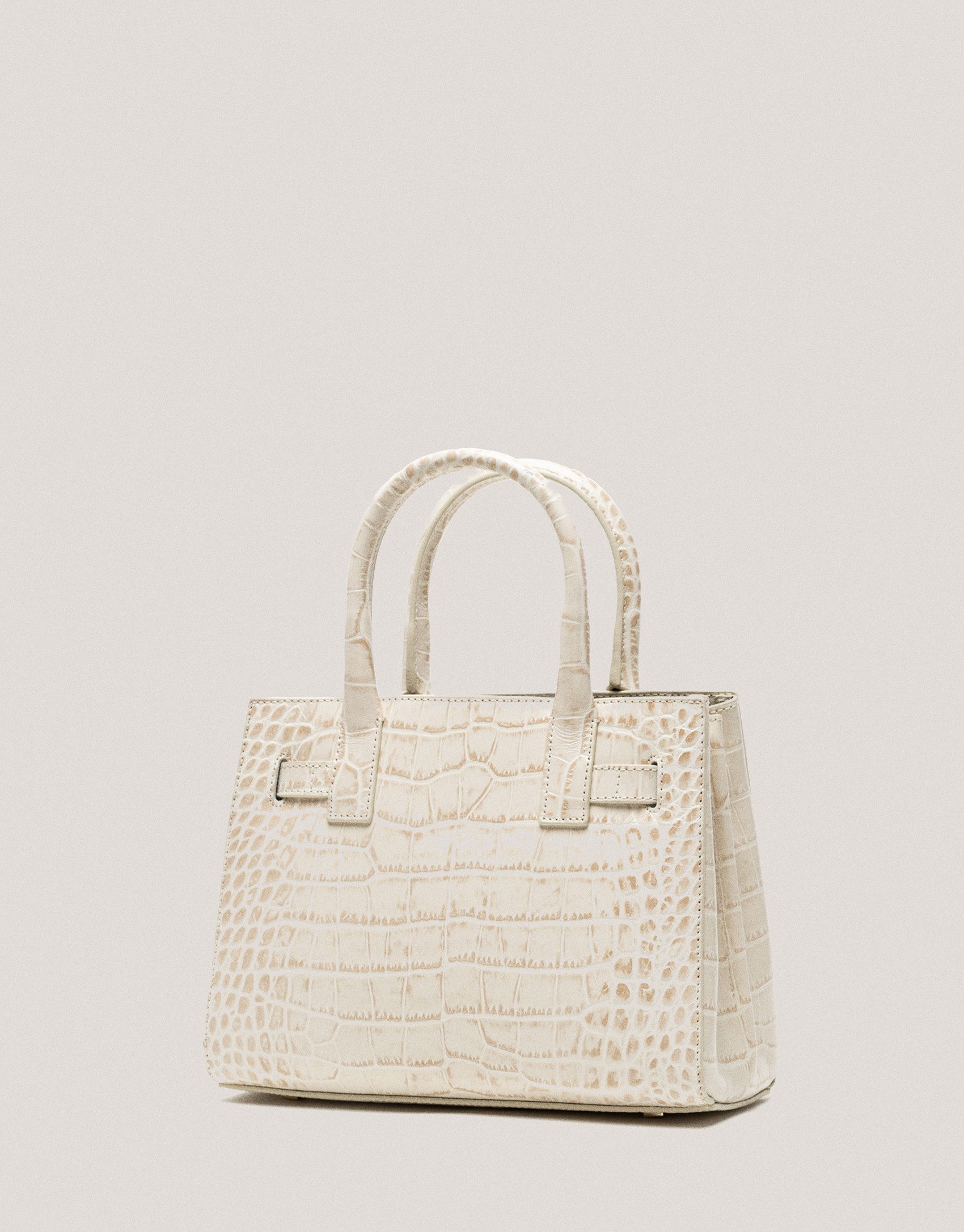 Satchel Mini Millie beige alligator embossed leather