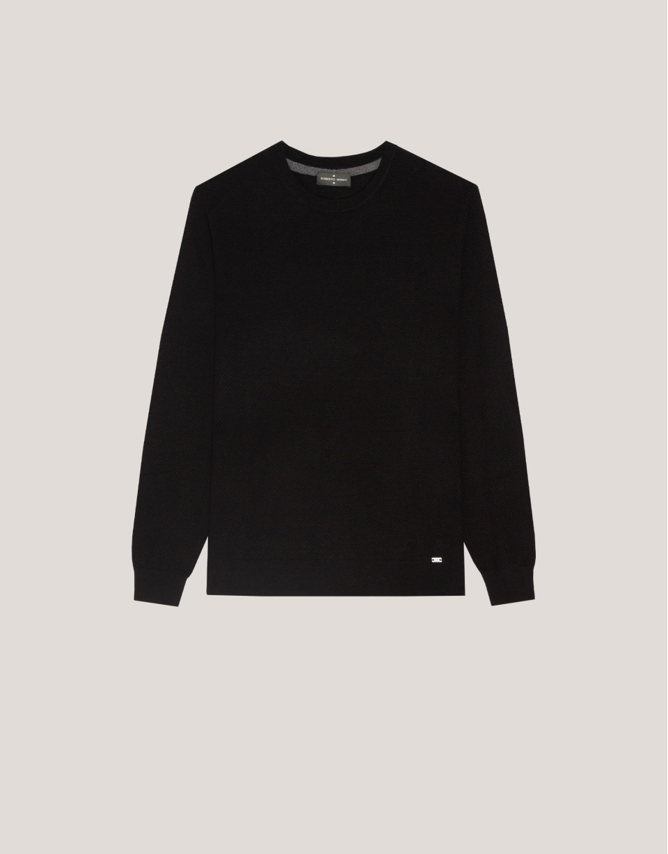 Black structured wool sweater