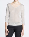 Jersey de lino en crudo cuello V.