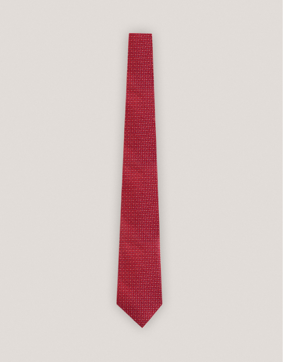 Corbata de seda roja con jacquard geométrico... | Roberto Verino