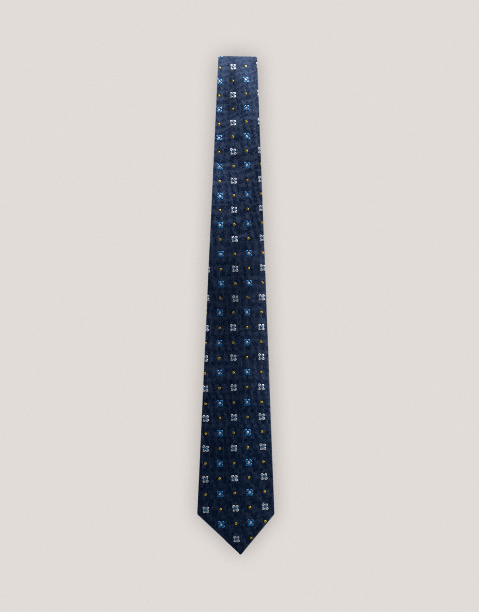 Corbata de seda marino jacquard azul, gris y ... | Roberto Verino