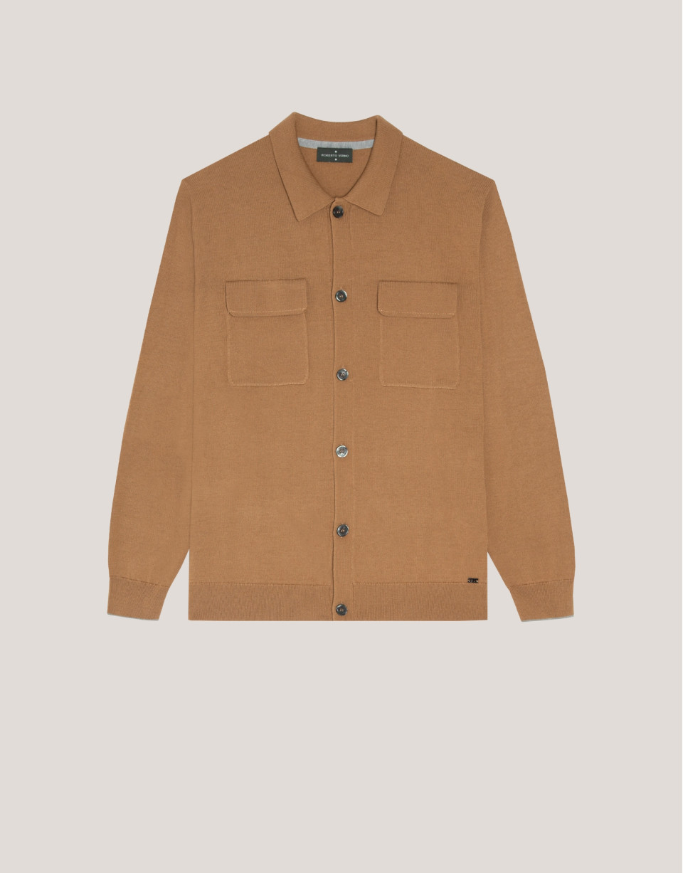 Chaqueta lana cámel con bolsillos