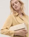 Beige quilted Linda Midi shoulder bag