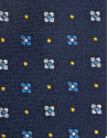 Corbata de seda marino jacquard azul, gris y amarillo