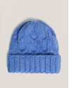 Gorro lana y alpaca punto trenzado azul