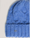 Blue wool and alpaca braided knit cap