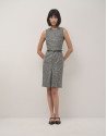 Sleeveless straight dress in black and grey ... | Roberto Verino
