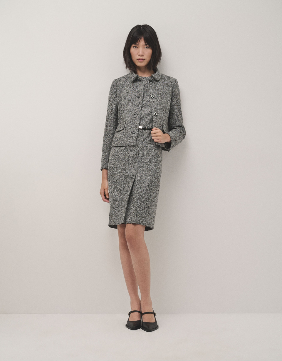Sleeveless straight dress in black and grey ... | Roberto Verino