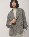 Chaquetón tres cuartos tweed blanco y negro | Roberto Verino
