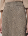 Falda midi microdibujo beige y azul - Mujer | Roberto Verino