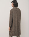 Three-quarter length knitted jacket in camel | Roberto Verino