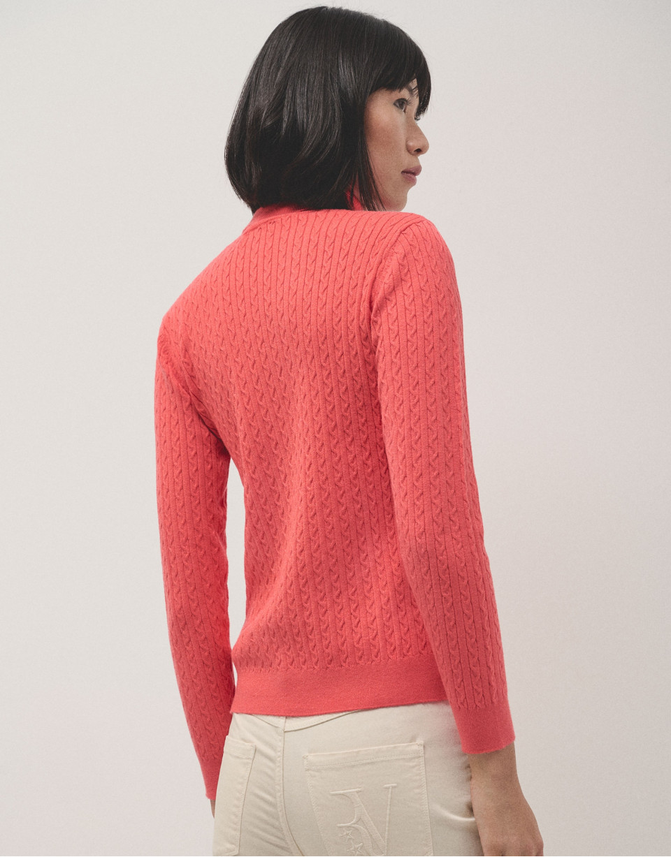 Jersey punto trenzado naranja - Mujer - OI2024 | Roberto Verino