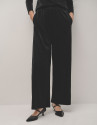 Pantalón ancho en punto brillo negro - Mujer | Roberto Verino