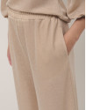 Beige wide pants with shiny knit - Woman | Roberto Verino