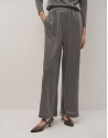Pantalón ancho en punto brillo gris - Mujer | Roberto Verino