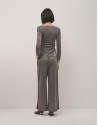 Pantalón ancho en punto brillo gris - Mujer | Roberto Verino
