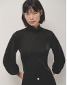 Camiseta cuello alto punto brillo negro - Mujer | Roberto Verino