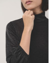 Camiseta cuello alto punto brillo negro - Mujer | Roberto Verino