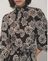 Black crepe georgette  long-sleeved dress ... | Roberto Verino