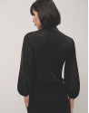 Camiseta cuello alto punto brillo negro - Mujer | Roberto Verino