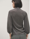 Camiseta cuello alto punto brillo gris - Mujer | Roberto Verino