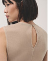 Vestido largo sin mangas en punto brillo beige | Roberto Verino