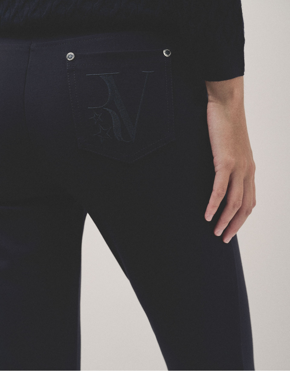 Pantalón slim elástico punto cortado azul marino | Roberto Verino