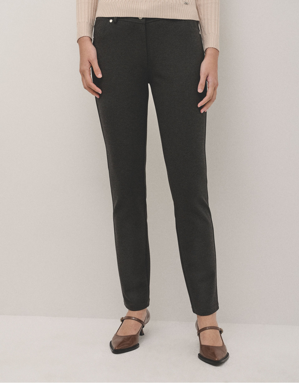Pantalón slim elástico punto cortado gris | Roberto Verino