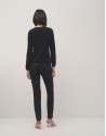 Pantalón slim elástico punto cortado azul marino | Roberto Verino