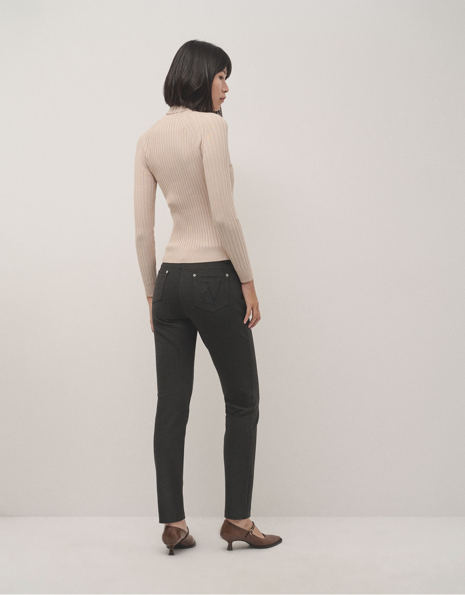 Pantalón slim elástico punto cortado gris | Roberto Verino