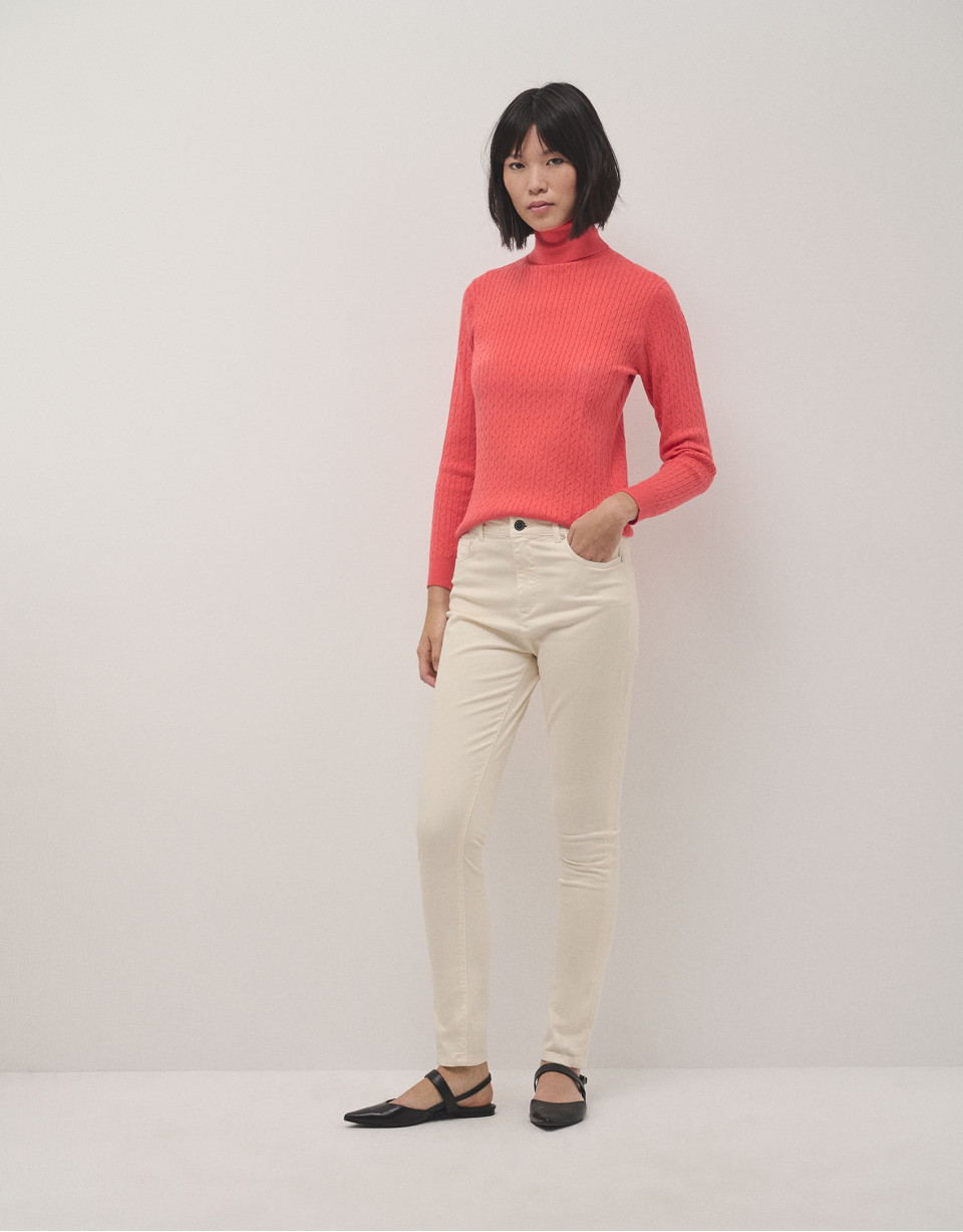 Orange braided knitted jumper - Woman - AW2024 | Roberto Verino