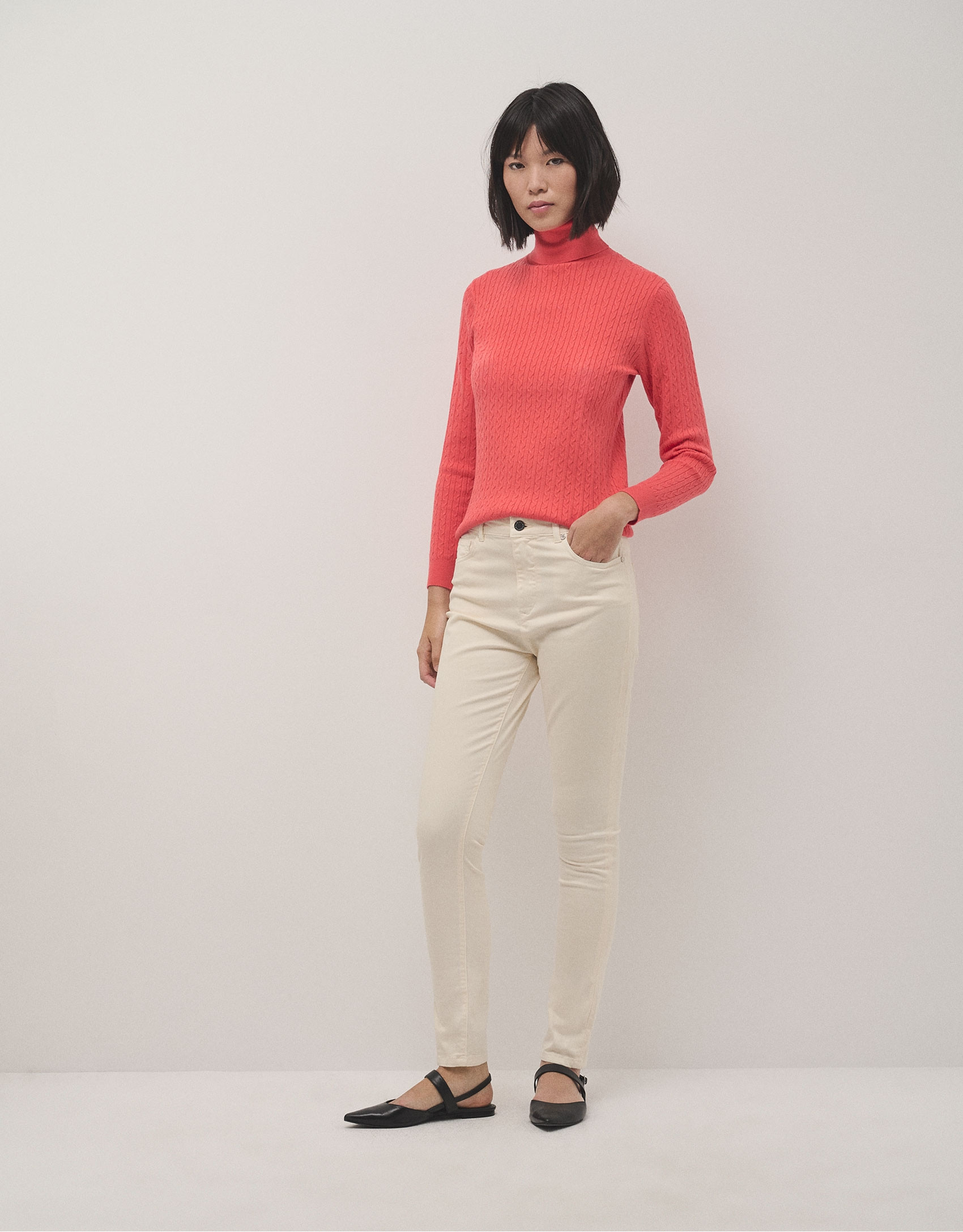 Jersey punto trenzado naranja - Mujer - OI2024 | Roberto Verino