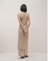 Vestido largo sin mangas en punto brillo beige | Roberto Verino